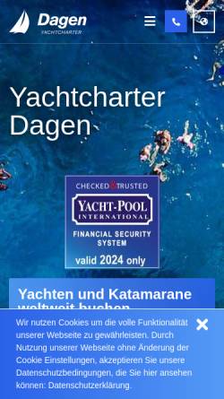 Vorschau der mobilen Webseite www.yachtcharter-dagen.de, Yachtcharter Dagen (YCD)