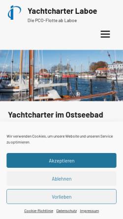 Vorschau der mobilen Webseite yachtcharter-laboe.de, Yachtcharter Laboe