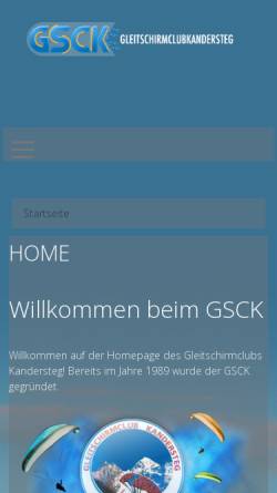 Vorschau der mobilen Webseite www.gsck.ch, Gleitschirmklub Kandersteg