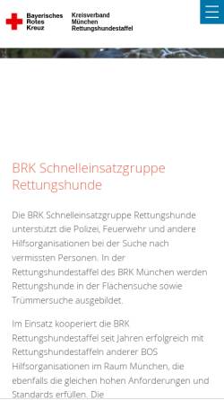 Vorschau der mobilen Webseite www.rettungshundestaffel-muenchen.de, BRK Rettungshundestaffel München