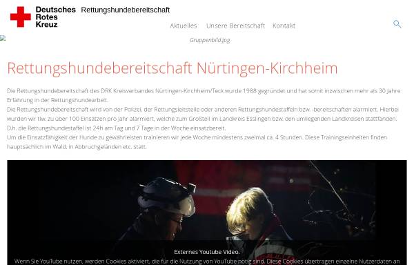 Vorschau von www.drk-rettungshund.de, Deutsches Rotes Kreuz Rettungshundestaffel Nürtingen/Kirchheim
