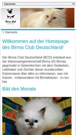 Vorschau der mobilen Webseite www.birma-club.de, Birma Club Deutschland