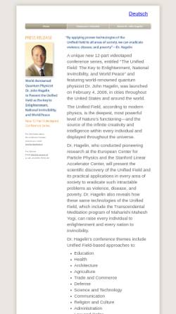 Vorschau der mobilen Webseite www.unifiedfield.ch, Das Einheitliche Feld: Der Schlüssel zu Erleuchtung, nationaler Unbesiegbarkeit und Weltfrieden