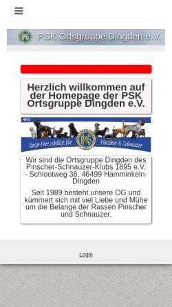 Vorschau der mobilen Webseite www.psk-dingden.de, Pinscher-Schnauzer-Klub, OG Dingden