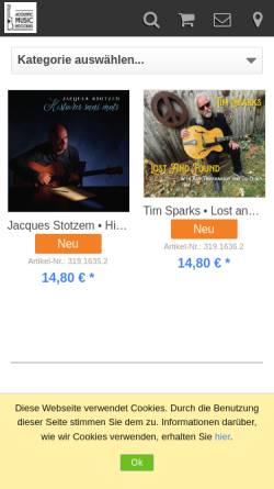 Vorschau der mobilen Webseite www.acoustic-music.de, Acoustic Music Records