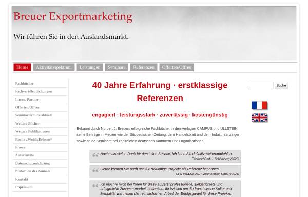 Vorschau von www.breuer-exportmarketing.de, Breuer, Norbert J. Beratung für Exportmarketing und interkulturelles Management