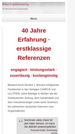 Vorschau der mobilen Webseite www.breuer-exportmarketing.de, Breuer, Norbert J. Beratung für Exportmarketing und interkulturelles Management