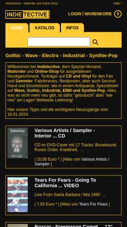 Vorschau der mobilen Webseite indietective.de, Indietective Records