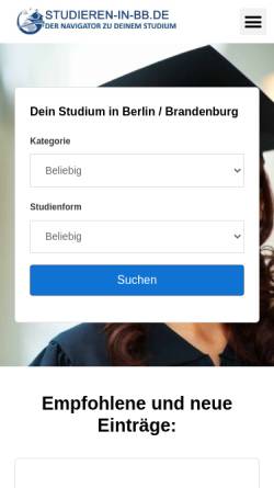 Vorschau der mobilen Webseite www.studieren-in-bb.de, Studieren in Berlin und Brandenburg