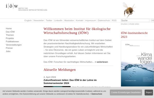 Vorschau von www.ioew.de, Institut für ökologische Wirtschaftsforschung (IÖW) GmbH