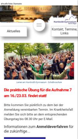Vorschau der mobilen Webseite www.humboldtschule-berlin.de, Jufo Berlin