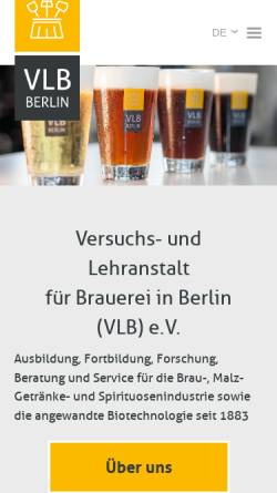 Vorschau der mobilen Webseite www.vlb-berlin.org, Versuchs- und Lehranstalt für Brauerei in Berlin (VLB)