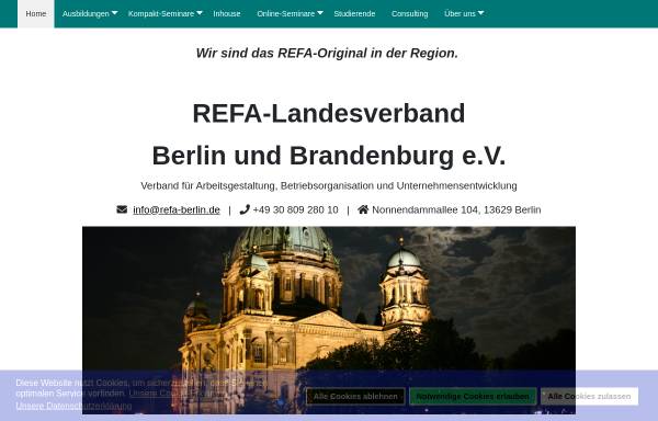Vorschau von www.refa-berlin.de, REFA Landesverband Berlin & Brandenburg e.V.
