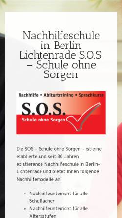Vorschau der mobilen Webseite www.schule-ohne-sorgen.de, SOS Schule ohne Sorgen