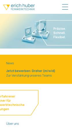 Vorschau der mobilen Webseite www.ehuber.de, Erich Huber GmbH