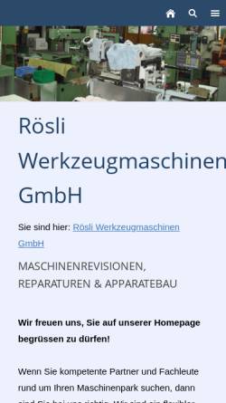 Vorschau der mobilen Webseite www.roesli-maschinen.ch, Walter Roesli & Sohn