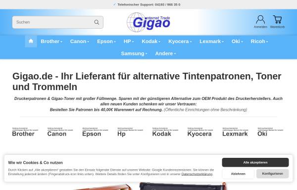 Vorschau von www.gigao.de, Gigao Internet Trade, Martin Klode