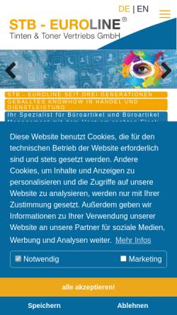 Vorschau der mobilen Webseite www.euroline.co.at, Tinten und Toner Vertriebs GmbH