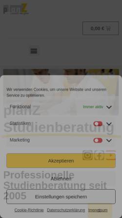 Vorschau der mobilen Webseite planz-studienberatung.de, planZ