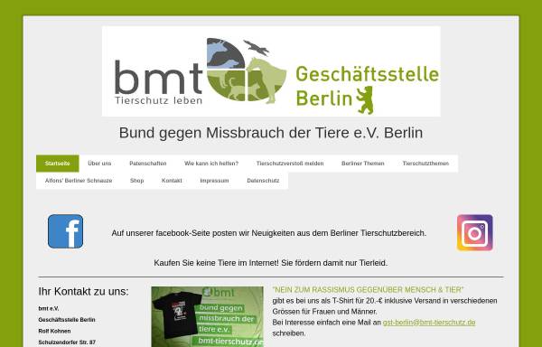 Vorschau von www.tierschutz-bmt-berlin.de, BMT Landesverband Berlin e.V.