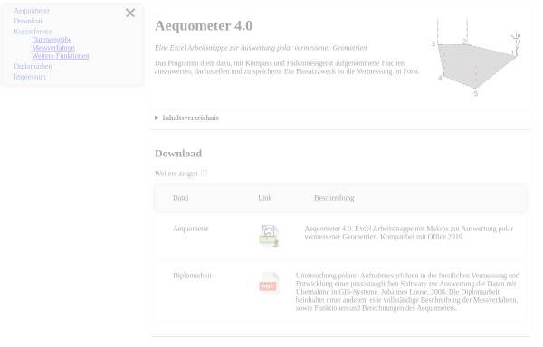 Vorschau von www.aequometer.de, Aequometer - Auswertung von polar aufgenommenen Flächen