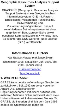 Vorschau der mobilen Webseite grass.osgeo.org, GRASS