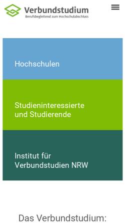 Vorschau der mobilen Webseite www.verbundstudium.de, Das Verbundstudium - NRW-Fachhochschulverbund