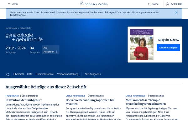 Vorschau von www.springermedizin.de, Gynäkologie+Geburtshilfe