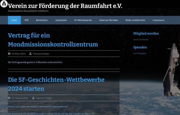 Vorschau von www.vfr.de, Verein zur Förderung der Raumfahrt e.V. (VFR)