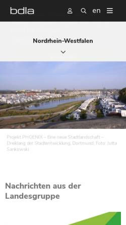 Vorschau der mobilen Webseite www.bdlanw.bdla.de, BDLA NW - Landesgruppe Nordrhein-Westfalen