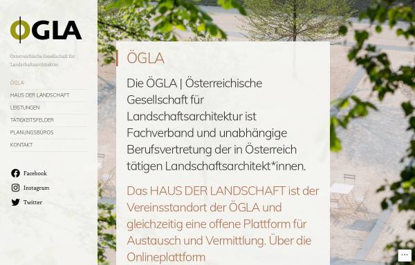 Vorschau von www.oegla.at, ÖGLA Österreichische Gesellschaft für Landschaftsplanung und Landschaftsarchitektur