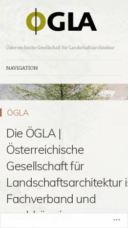 Vorschau der mobilen Webseite www.oegla.at, ÖGLA Österreichische Gesellschaft für Landschaftsplanung und Landschaftsarchitektur