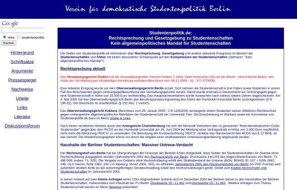 Vorschau von www.studentenpolitik.de, Verein für demokratische Studentenpolitik Berlin
