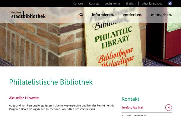 Münchner Stadtbibliothek: Philatelistische Bibliothek