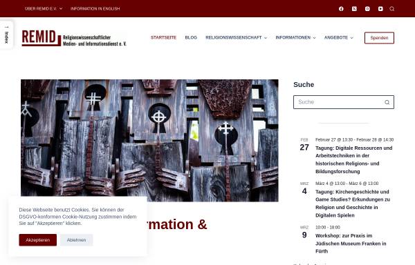 Vorschau von www.remid.de, Religionswissenschaftlicher Medien- und Informationsdienst
