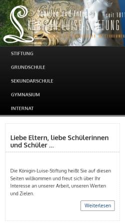 Vorschau der mobilen Webseite www.koenigin-luise-stiftung.de, Königin Luise Stiftung