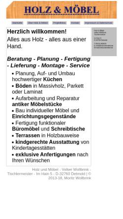 Vorschau der mobilen Webseite www.xn--holzundmbel-yfb.de, Holz und Möbel Volker Wollbrink