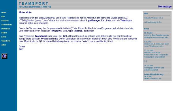 Vorschau von www.handball-info.de, TeamSport - LigaManager für Linux