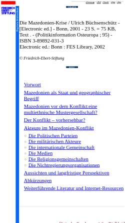 Vorschau der mobilen Webseite library.fes.de, Ulrich Büchsenschütz: Die Mazedonien-Krise