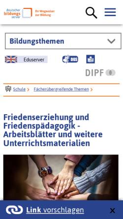Deutscher Bildungsserver: Institutionen zur Friedenserziehung, Friedenspädagogik