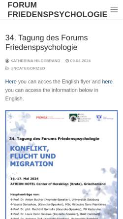 Vorschau der mobilen Webseite www.friedenspsychologie.de, Forum Friedenspsychologie
