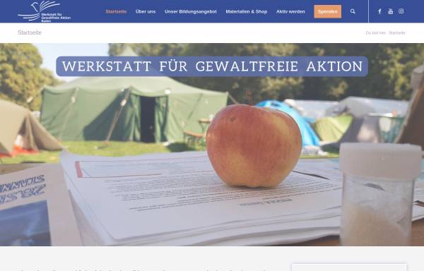 Vorschau von www.wfga.de, Werkstatt für Gewaltfreie Aktion, Baden