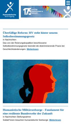 Vorschau der mobilen Webseite www.hvd-nuernberg.de, Humanistischer Verband Nürnberg