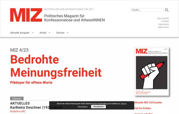 Vorschau von www.miz-online.de, MIZ – Materialien und Informationen zur Zeit