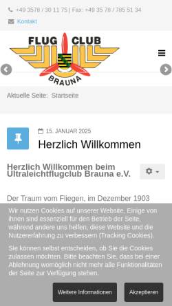 Vorschau der mobilen Webseite www.ulbrauna.de, UL-Fliegerclub Brauna