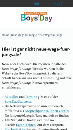 Vorschau der mobilen Webseite www.neue-wege-fuer-jungs.de, Neue Wege für Jungs