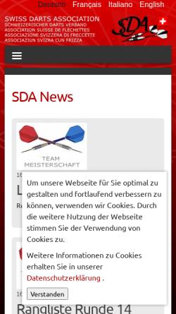 Vorschau der mobilen Webseite www.darts.ch, Schweizerischer Darts-Verband