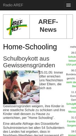 Vorschau der mobilen Webseite www.aref.de, AREF-News: Home-Schooling aus Gewissensgründen