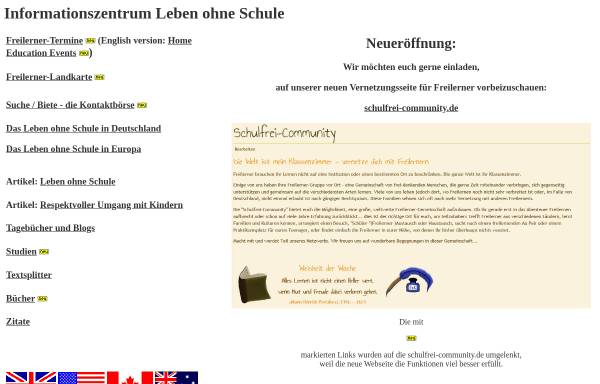 Vorschau von www.leben-ohne-schule.de, Informationszentrum Leben ohne Schule