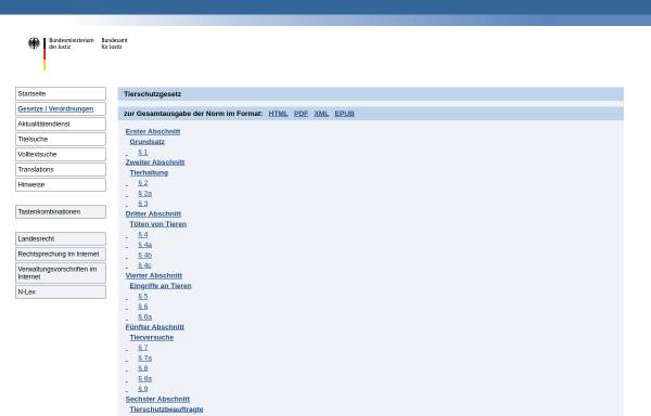 Vorschau von www.gesetze-im-internet.de, Tierschutzgesetz der Bundesrepublik Deutschland